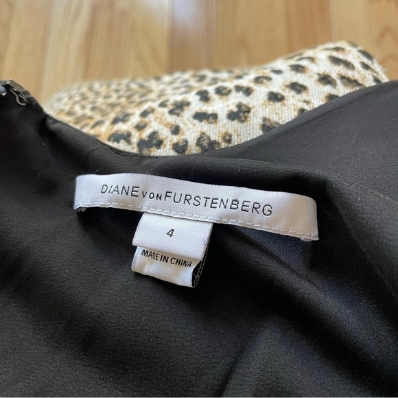 Diane von Furstenberg Arianna Cheetah Animal Print Carmel New Pearl Black Dress - Picture 7 of 12